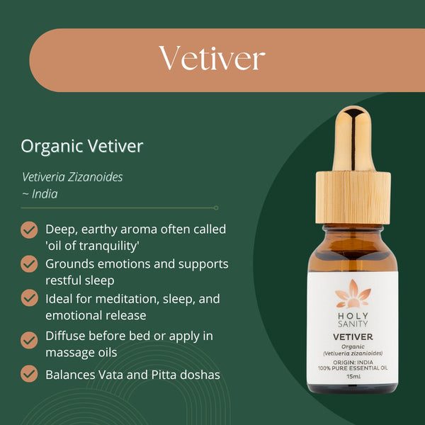 Organic Vetiver Essential Oil 15ml | Holy Sanity - Holy Sanity
